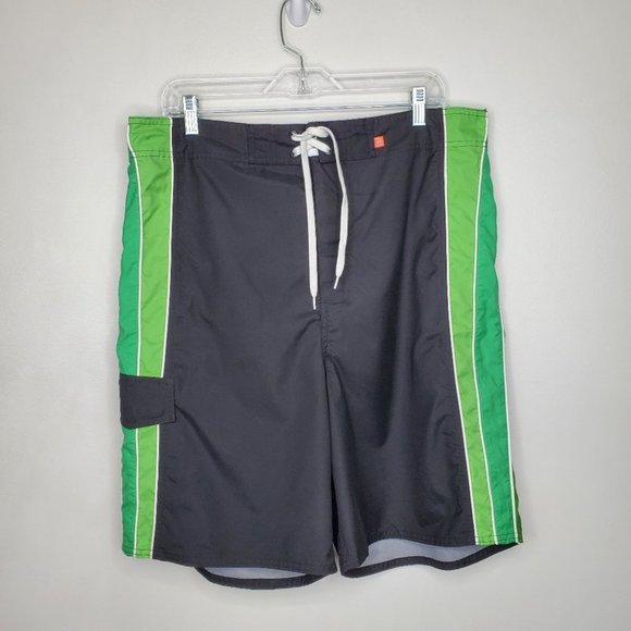GAP Black Green Activewear Beach Wear Water Sports Board Shorts Size 35 - Picture 1 of 10